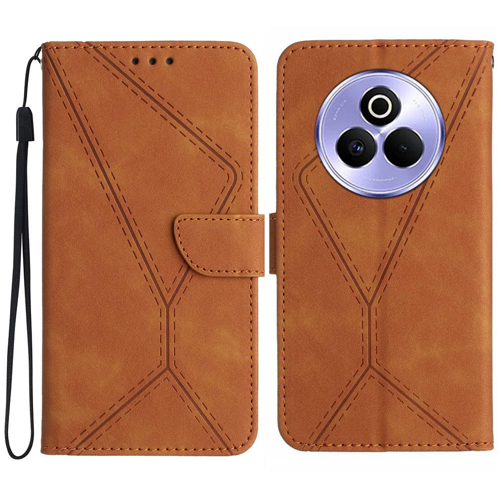 For Realme P3 Pro 5G Case Skin Touch Lines Imprinted PU Leather Flip Phone Cover