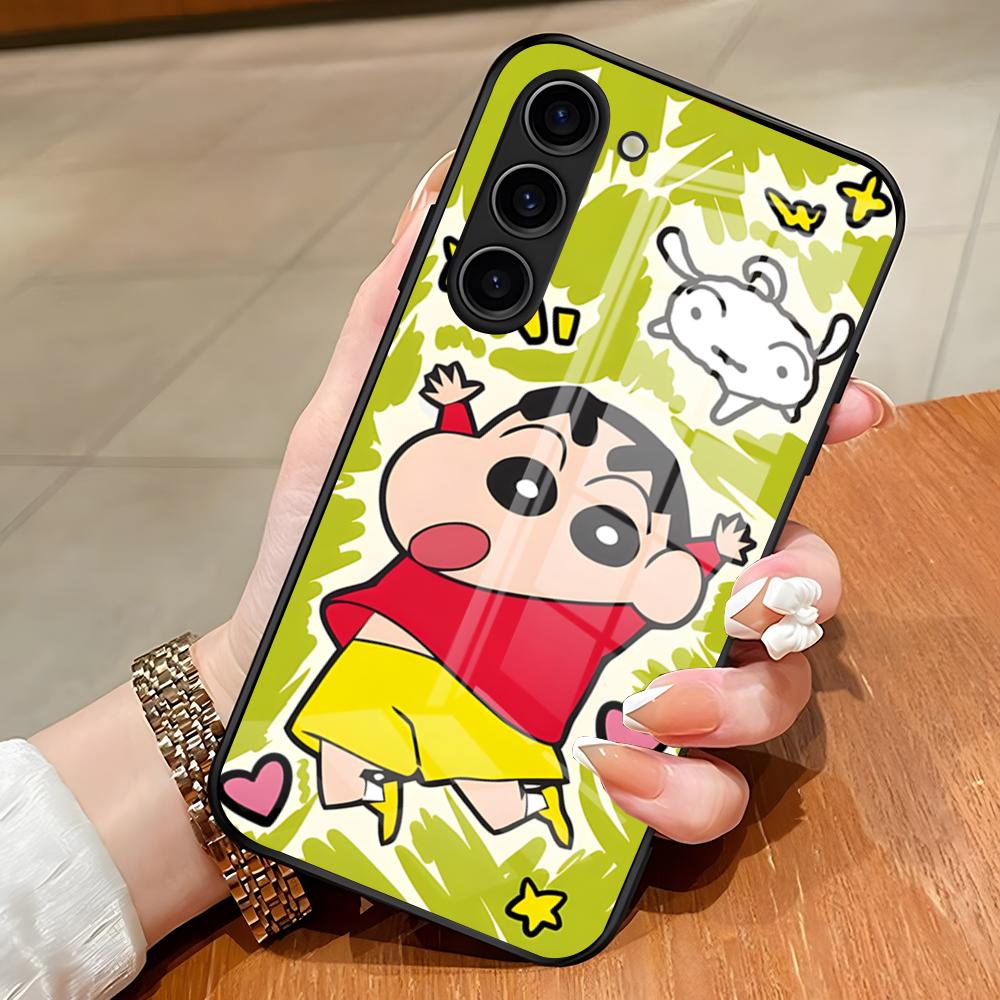 C-Crayon Cartoon Shin Chan Phone Case For Samsung S26 S25 Edge Ultra S23 S22 S21 S20 Ultra Plus S24 Fe A54 A53 A25 Glass Cover