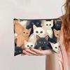 Retro Cat Cosmetic Bag Canvas Zipper Large-capacity Pencil Case Cosmetic Storage Hand Wash Bag