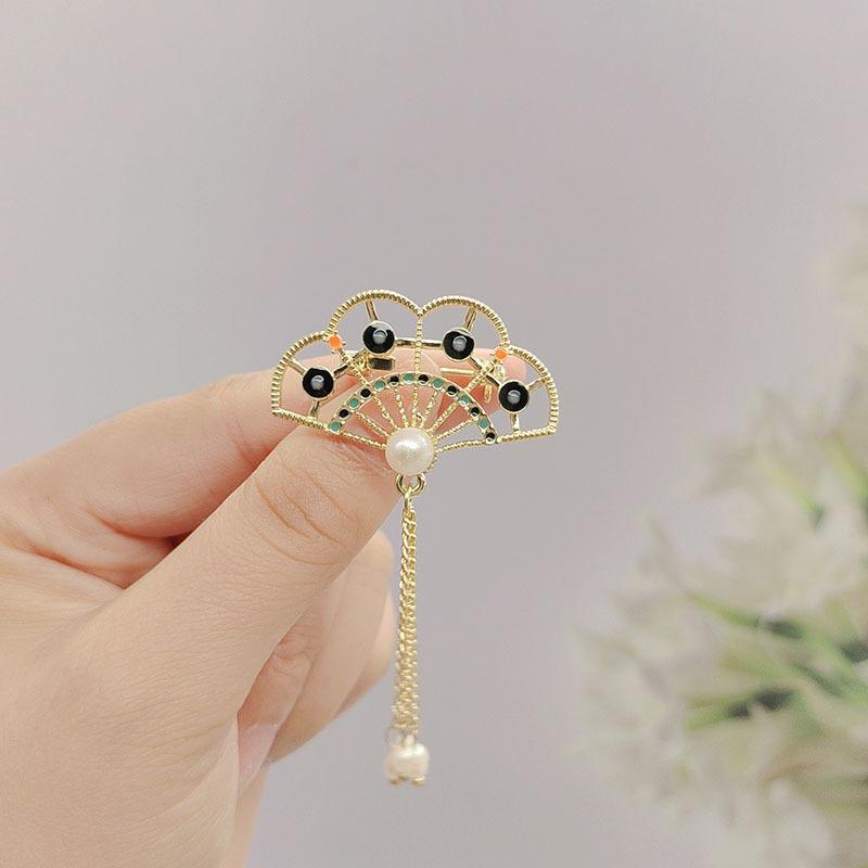 

Эмалевая цветная брошь высокого класса для женщин, брошь высокого класса с бахромой и темпераментом, ханьфу, аксессуары для чонсама, партия корсажей