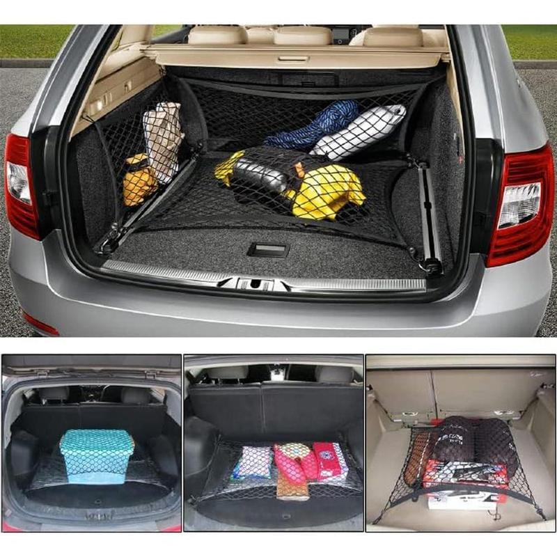 Car Nylon Elastic Mesh Cargo Net Luggage Storage Pocket Organizer Rear Back Cargo Trunk Storage Organizer Car Accessories