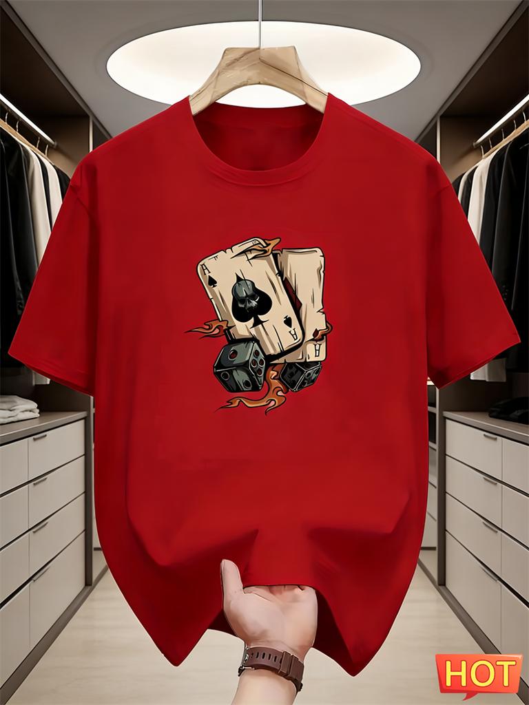 Simple Poker Dice Graphic T Shirts For Men Fashion Trendy Short Sleeve 3D Printed Tshirts Cool Oversized Streetwear Tees Tops