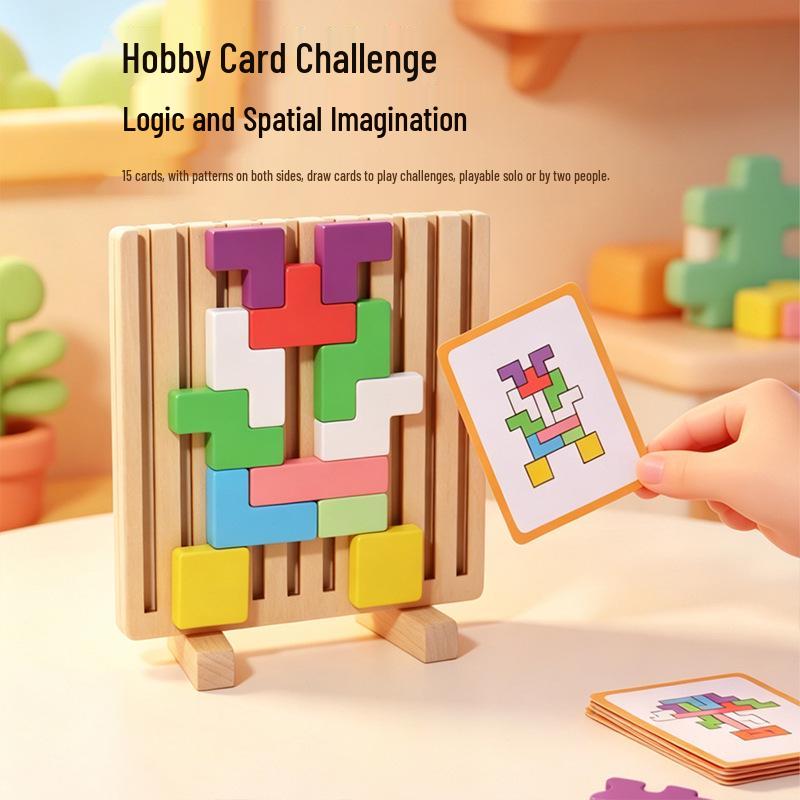 Educational Wooden Russian Tetris 3D Puzzle for Kids