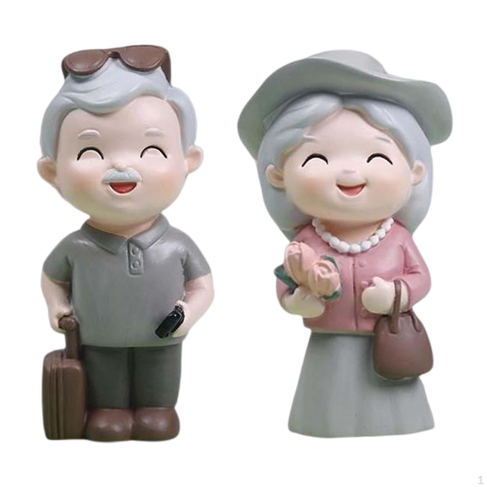 

2x Фигурки пожилой пары, Дедушка и бабушка, Поделки, Топпер для торта на день рождения, Куклы, Скульптуры