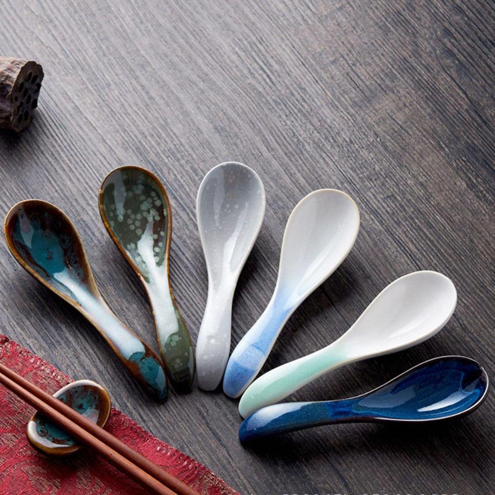 Stirring Kids Ceramic Dinnerware Eating Mixing Soup Spoons Tableware Kitchen Utensil Cutlery