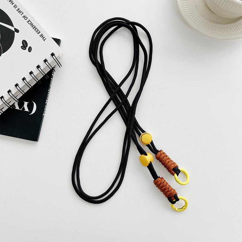 

Ремінці через плечі Брелок Брелок Регульована плетена мотузка зі змінною накладкою для аксесуарів для мобільних телефонів чорний