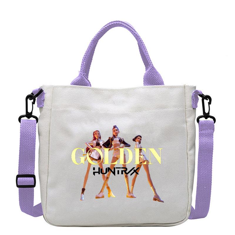 KPop Demon Hunters Shoulder Bag Kawaii Cartoon Handbag Large Capacity Crossbody Fashion Portable Canvas Storage Bags Gift Kid Friendly Entertaining