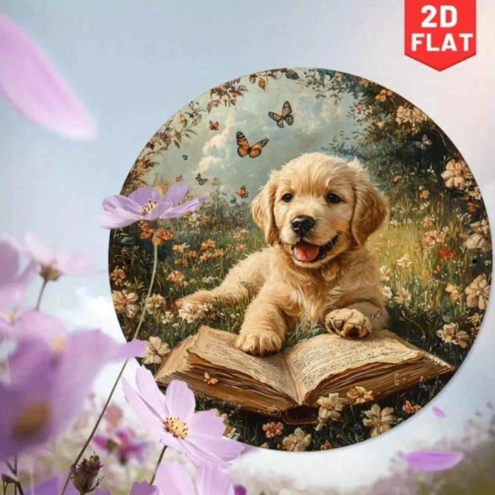 Vintage Golden Retriever Metal Art Sign, Rustic Home Decor Gift for Pet Lovers