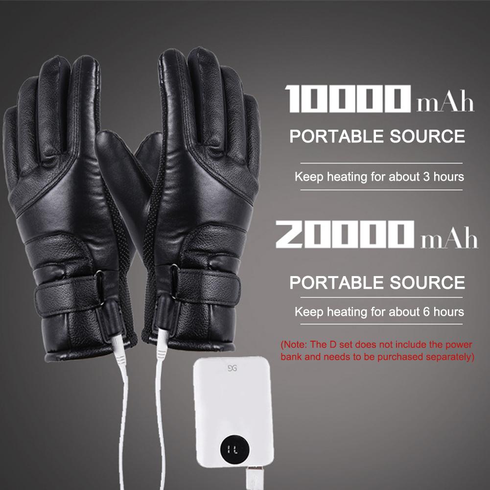 Motorcycle Heating Gloves Waterproof Thermal Touch Screen Gloves Winter Hand Warm USB Electric Heated Gloves for Cycling Skiing
