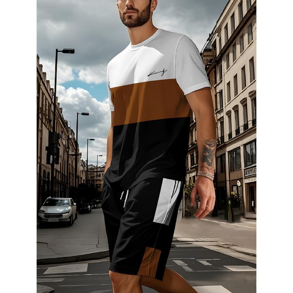 New Men's 3D Printed T-shirt and Shorts Set Fashionable Streetwear Short Sleeved Top and Shorts Men's Clothing