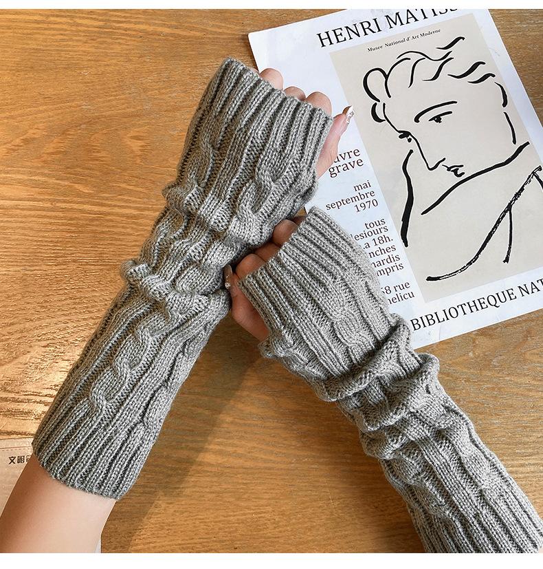 Fashion Half Finger Knitting Fried Dough Twists Sleeve Sleeve Wrist Guard Sweater Long Sleeve Outdoor Travel Warm Hand Sleeve