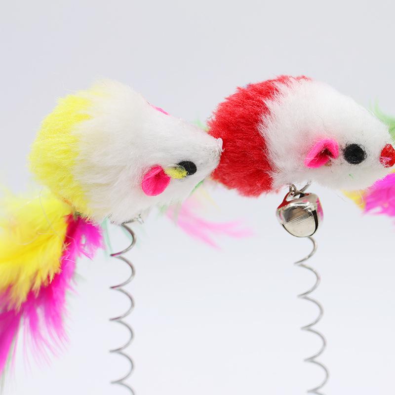 Cat Suction Cup Spring Wand Toy with Feather & Bell