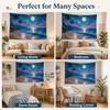 Large Tropical Beach Moon Tapestry Wall Hanging Coastal Ocean Sky Aesthetic Boho Decor Art Print Bedroom Living Room Decor