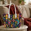 Colorful Geometric Printed Tote Bag Casual Large Capacity Daily Shoulder Bag For Women Outdoor Shopping Travel Commute Handbag