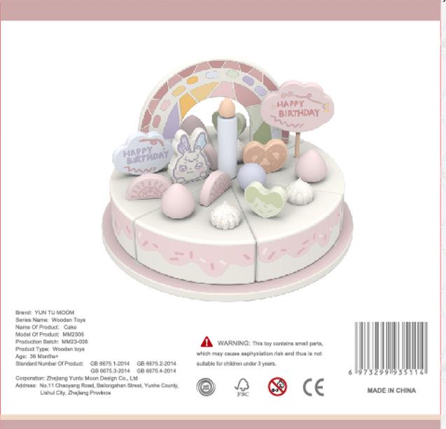 

Деревянный игровой набор «Чизкейк с белым персиком» для детей - Креативная игрушка для ролевых игр и украшение для подарочной коробки на день рождения