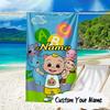 Custom Name Coco-melon Adventure Microfiber Beach Towel Super Soft & Absorbent for Bath, Beach, Travel  Bath Time Accessory, Fan Gifts