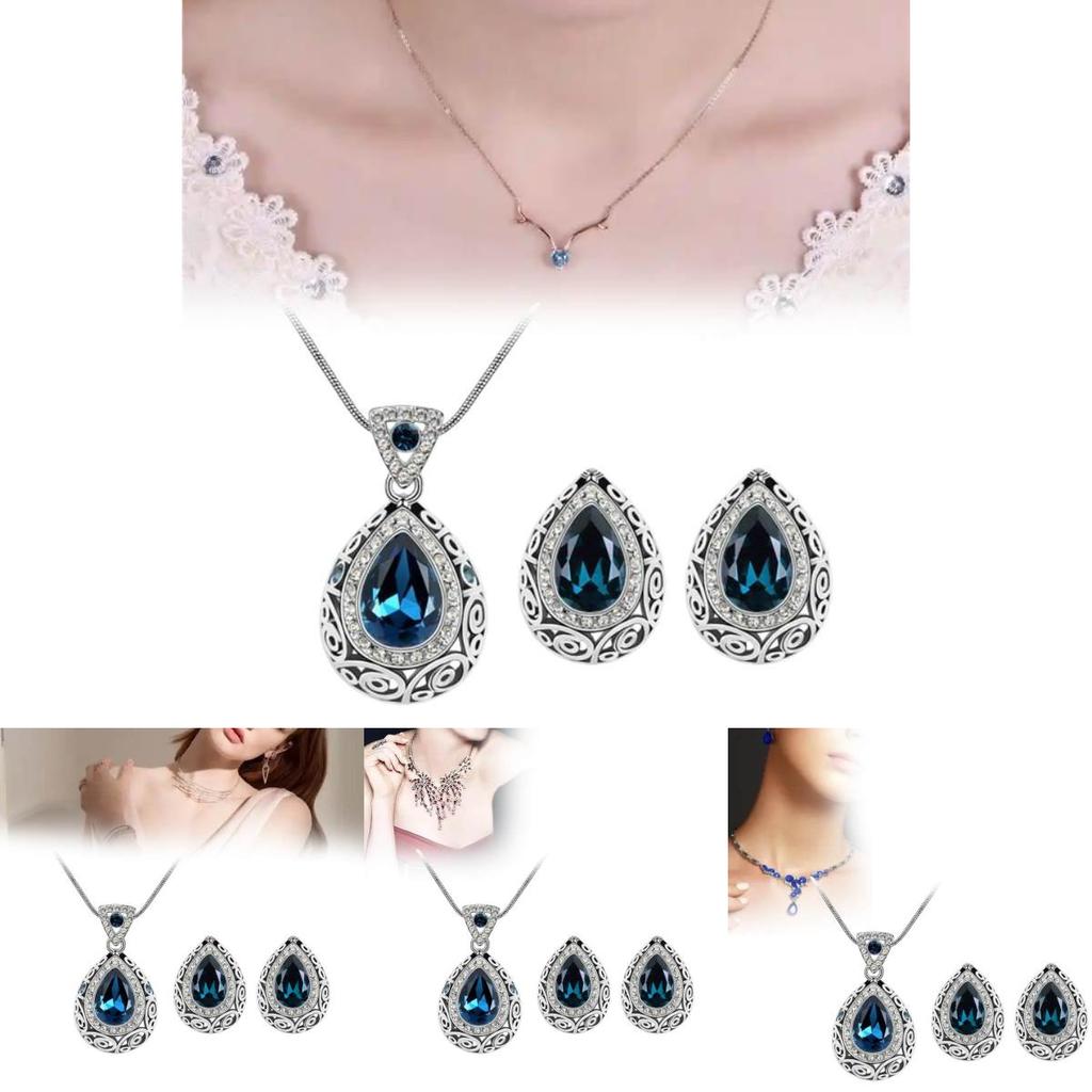 Sparkling Crystal Earring Necklace Collection With Electroplated Finish For Giftgiving