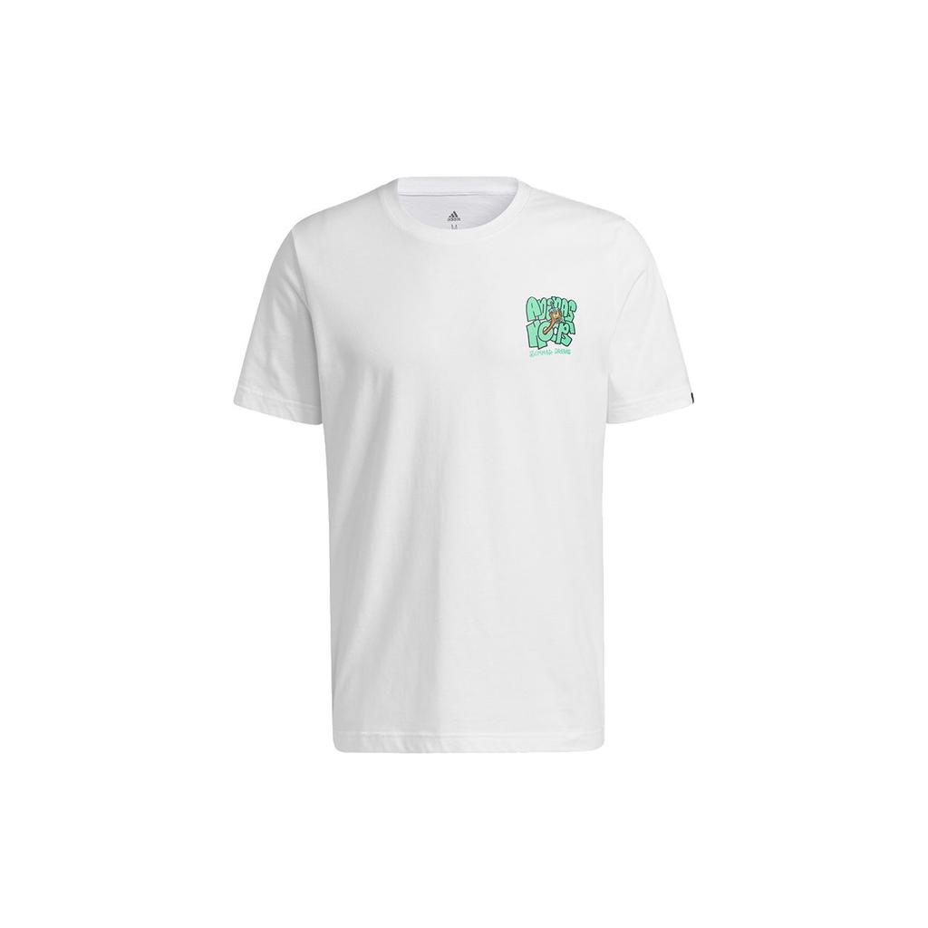 Adidas Lil Stripe Boba Fun Print Basketball Short Sleeve T-Shirt Men Tops White HB5485