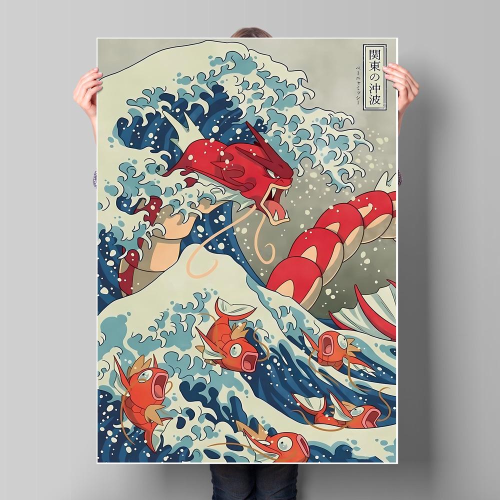 Japan Anime Pokemon Gyarados Classic Character Canvas Poster High Definition Images Home Living Room Wall Aesthetic Decorative