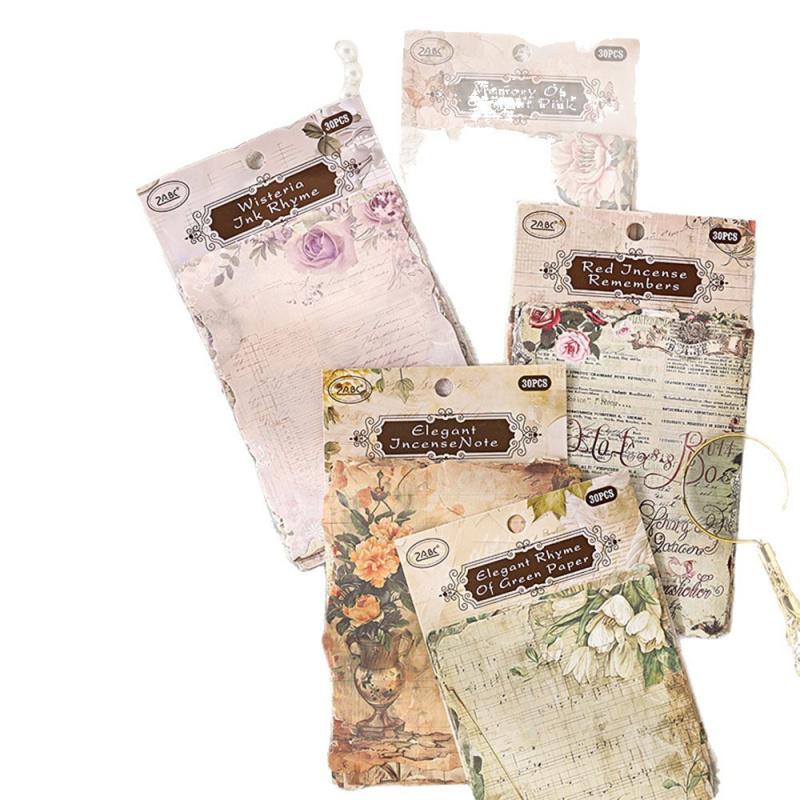30-Sheet Vintage Flower Pattern Scrapbook Paper, Elegant Floral Designs & Smooth Surface, Easy to Cut for Handmade Cards