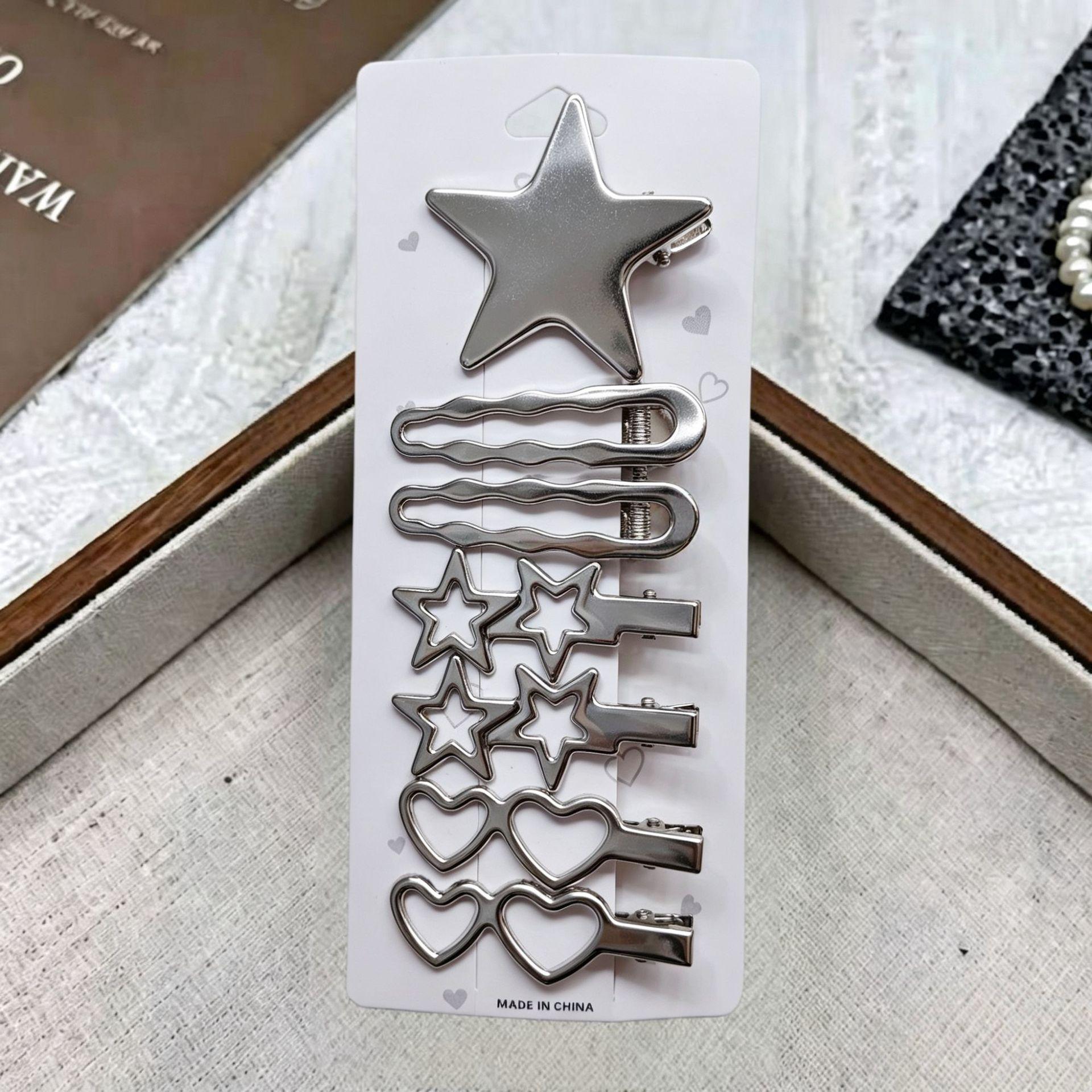 Metal Hairpin, Broken Hair On The Side, Bangs, Hairpin, Hair Accessories, Silver Bangs Clip Set, One-Word Clip