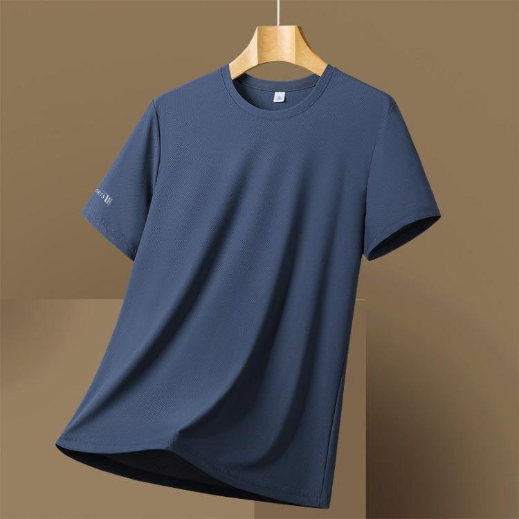Cooles Schnelltrocknendes Herren Übergröße Sommer T-Shirt Eis Seide Kurzarm Einfarbig Sport Top Einfach Vielseitig