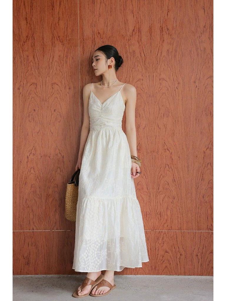 Off-White Spaghetti Strap A-Line Dress - Slim Fit, Summer 2026 Collection