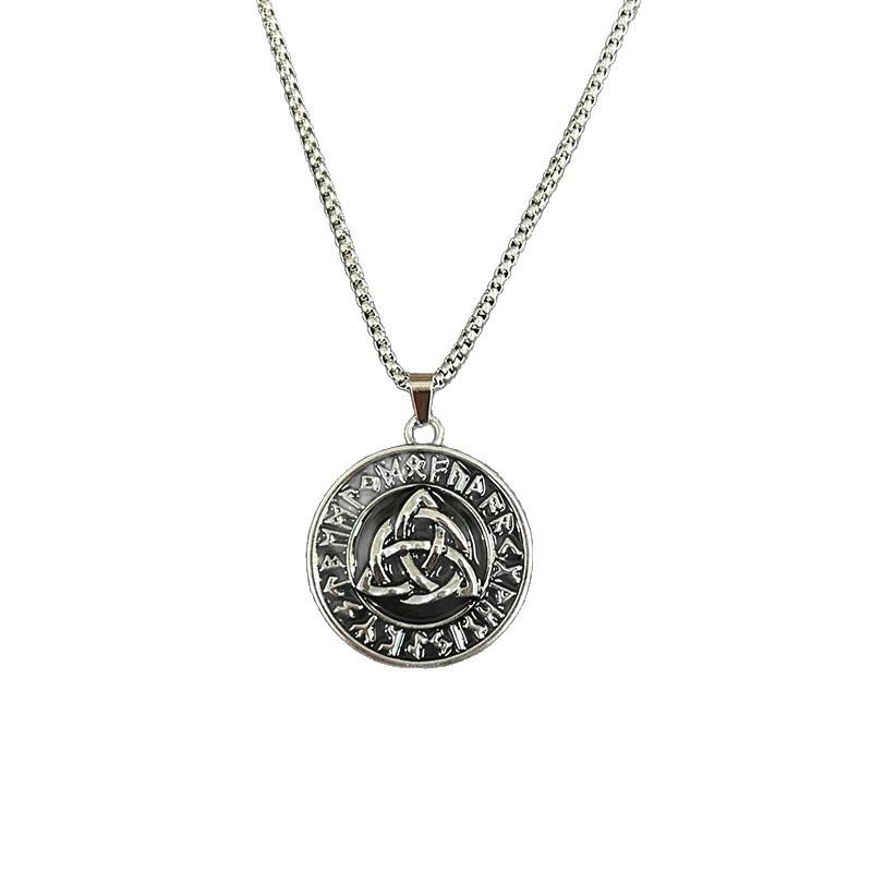 European & American Viking Runes Celtic Knot Odin Pendant Necklace