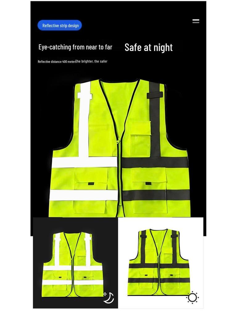 Comfortable Breathable Reflective Safety Vest for Municipal Construction & Sanitation Workers