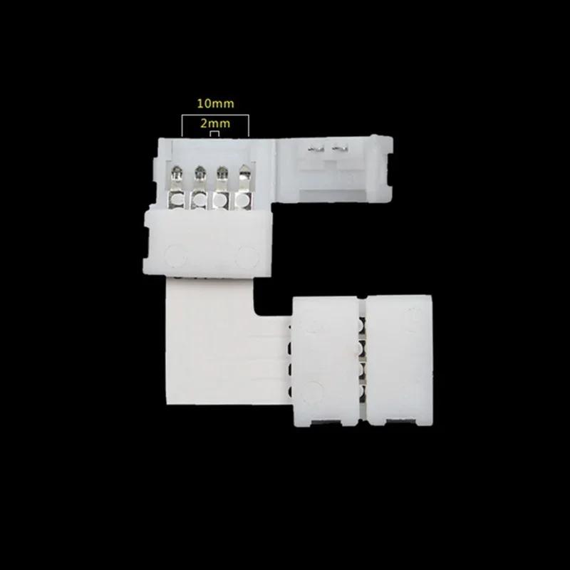 4Pcs L-shape 4Pin RGB 5050 LED Connector LED Strip Light Connectors L-shaped Light Strip Corner Connector