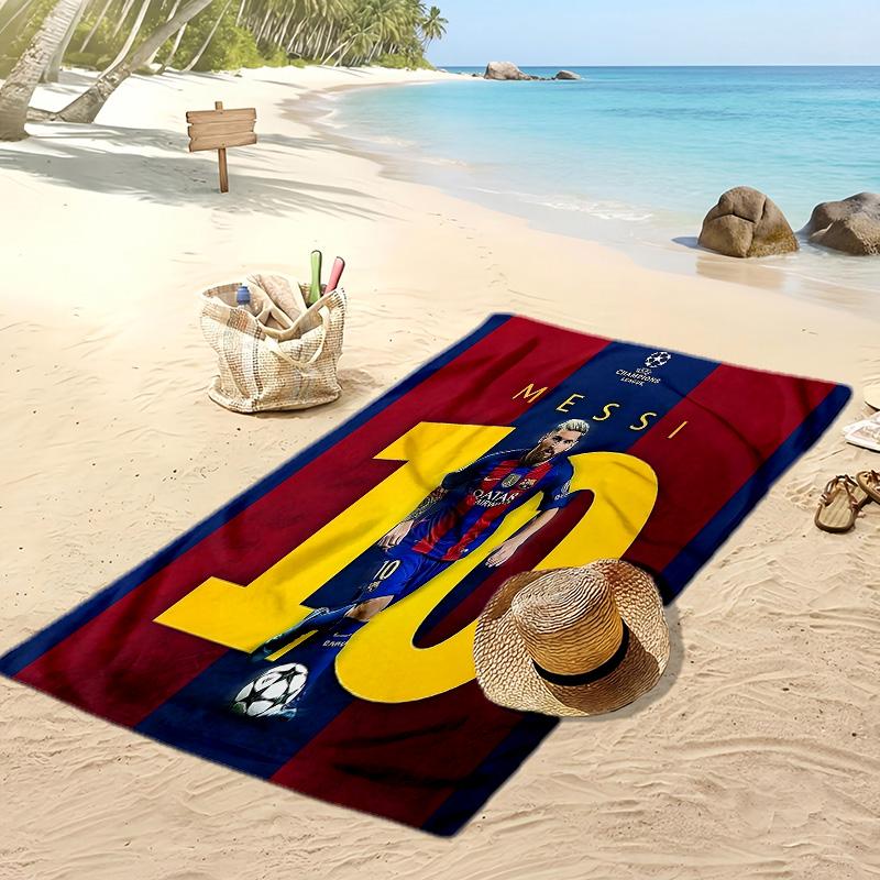 Lionel Messi Aufdruck Strandtuch Schnelltrocknend Weiches Handtuch Tragbar Große Rechteckige Stranddecke für Reisen Schwimmbad