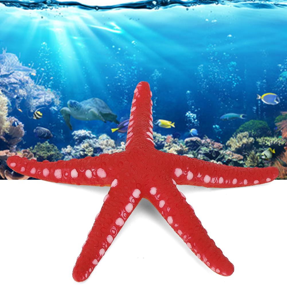 Akvarijní rybí nádrž Bezpečný plast Svítící Simulační Hvězdice Krajinná Dekoracečervená