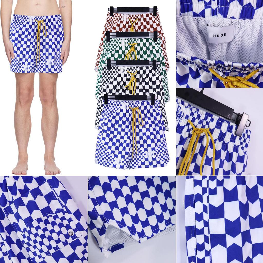 Auf Lager RHUDE Letter Print Lässige Colorblock Lockere Strandshorts