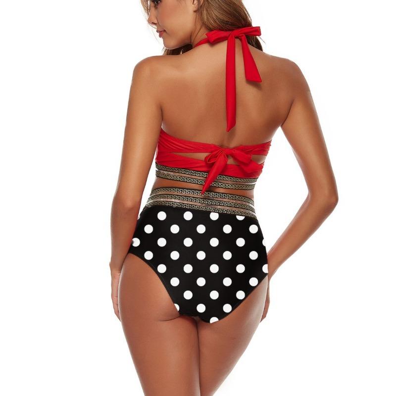 New Plus Size Bikini Polka Dot Sexy Swimsuit Split High Waist Swimsuit Fashion