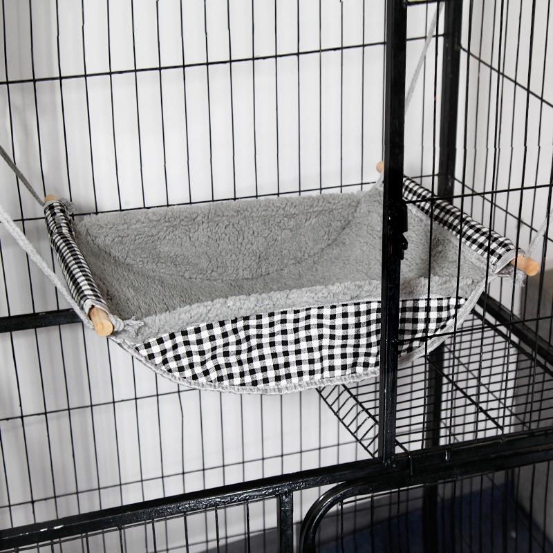 

Velvet Cat Hammock: Cozy Wooden Hanging Pet Cradle M 40x33x12 cm