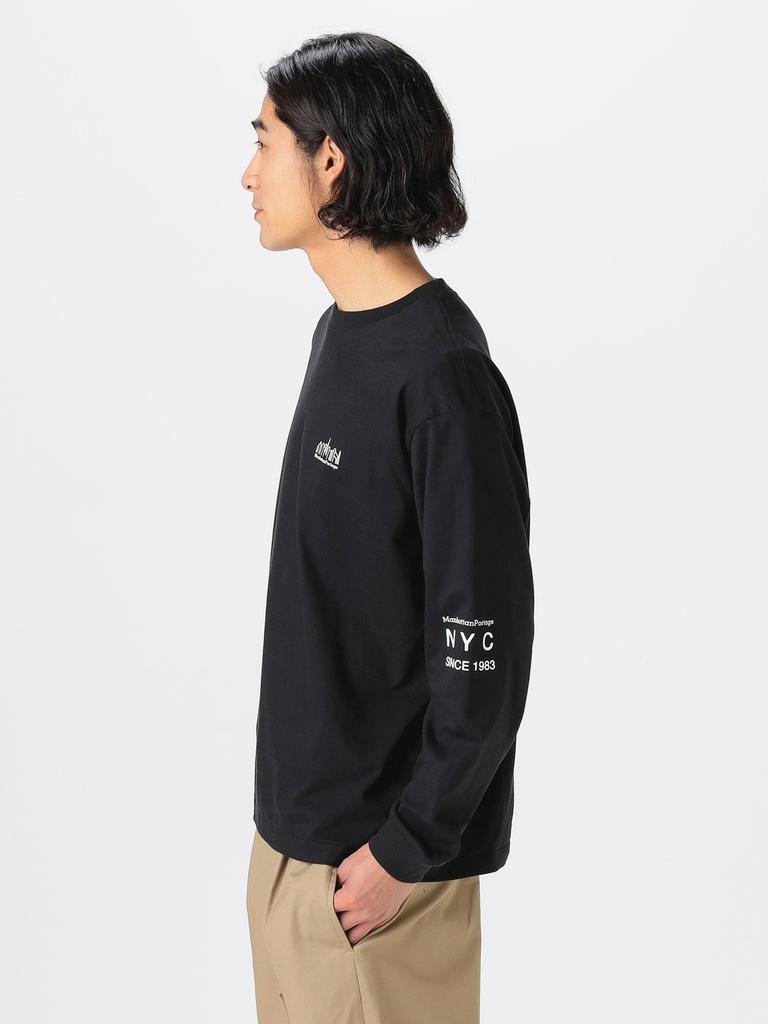 BEAMS LIFE STORE by BEAMS Manhattan Portage Long Sleeve Print T-Shirt, Men's, Black, Size L