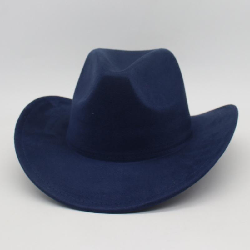 Top Hat New Amazon Hot-Selling Western Denim Curled Brim Concave Convex Top Retro Riding Hat Men'S And Women'S Woolen Felt Hat