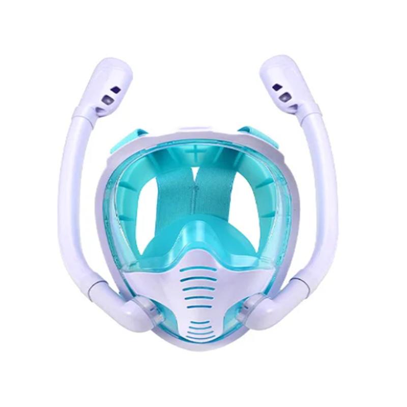 Full Face Snorkeling Mask 180° Panoramic Silicone Dry Top Snorkeling Goggles 2 Snorkeling Tube Leak Proof
