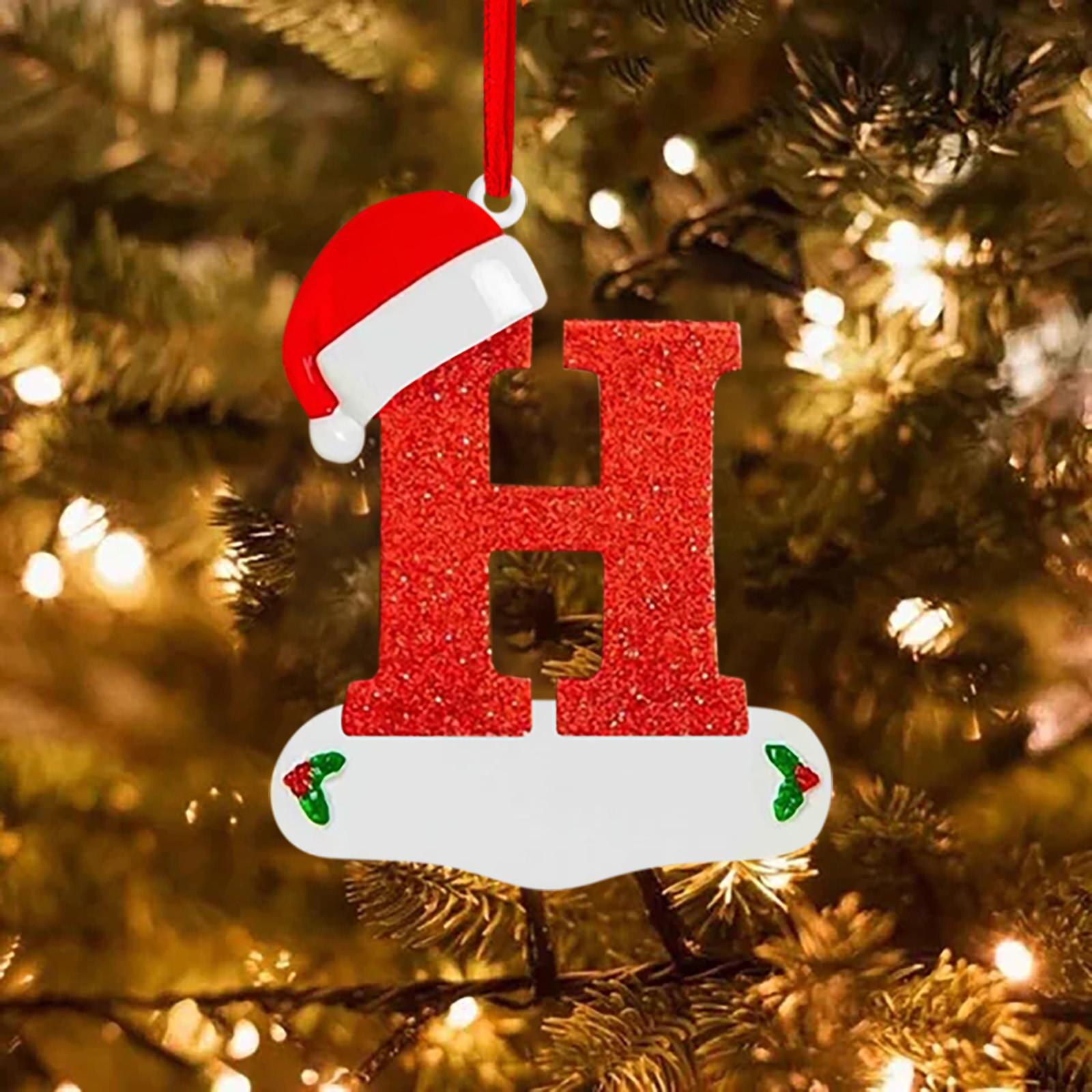 

Рождественские елочные украшения, 26 английских букв, украшения, сделай сам, подвесной декор для рождественской елки, одна буква с рождественской шапкой One Size