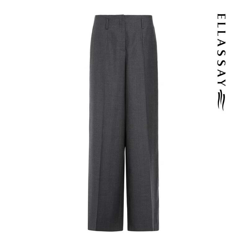 ELLASSAY Women's Elegant Wide-Leg Wool Trousers