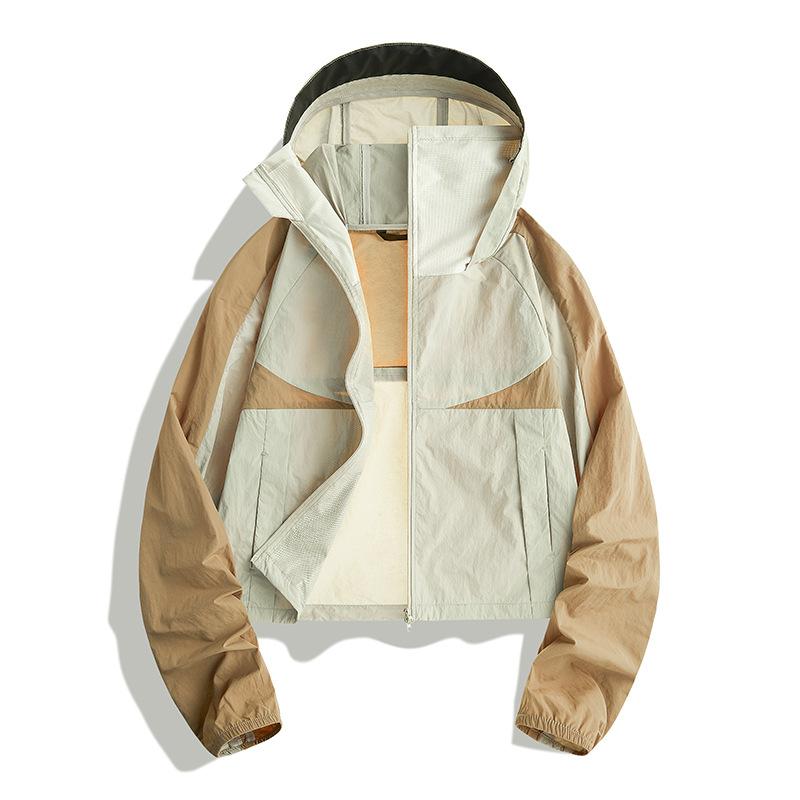 Women's super stylish summer short sun-protective shirt, hooded breathable sun-protective jacket worn outer, outdoor cooling sun-protection top