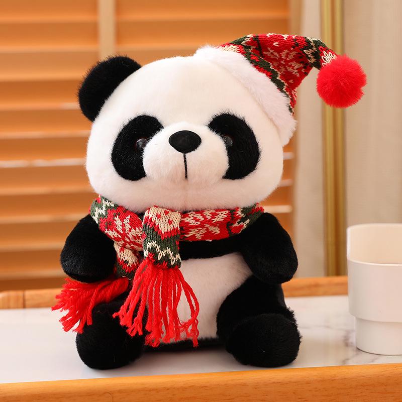 Cute Christmas Panda Plush Doll: Big Panda Hug Pillow Mascot