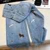 Gerade geschnittene Jeans für Damen - Frühjahr 2026, Gesticktes Hunde-Design, Lockere Passform, Lässiges Temperament.