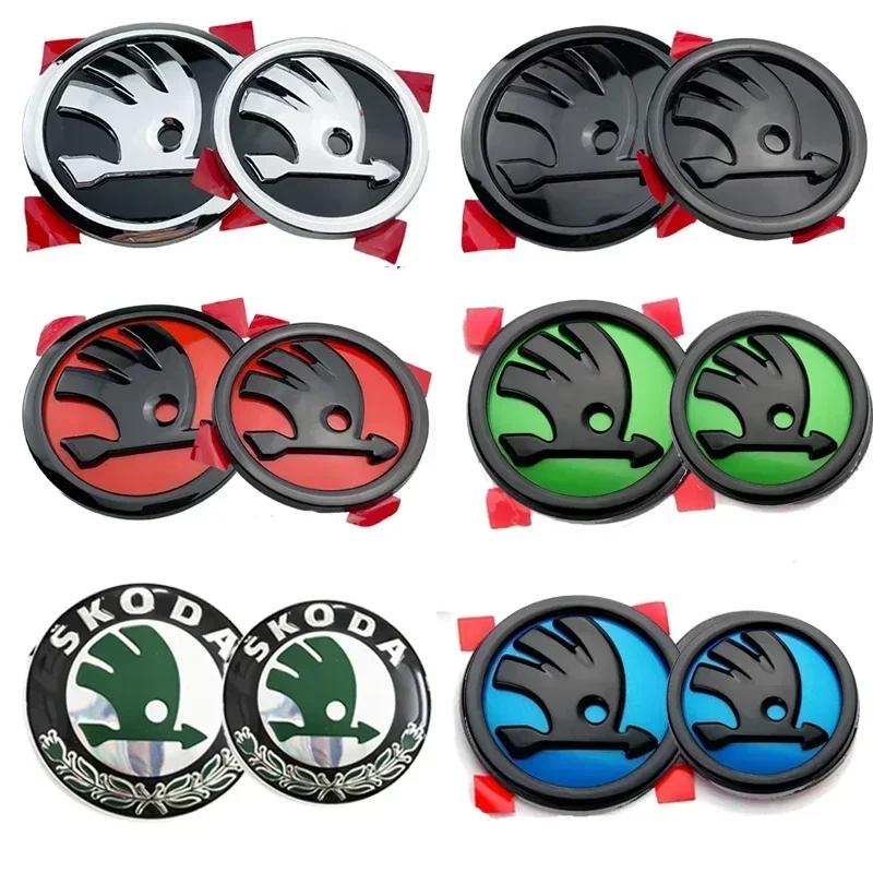 XOWS7 for Skoda 80mm 90mm ABS Car Front Grille Emblem Trunk Stickers Logo Karoq Kodiaq Fabia Rapid 3 Superb VRS Octavia 2 3 A5 2025