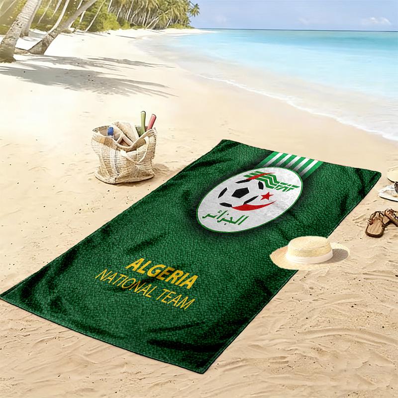 Algeria National Football Team Print Beach Towel, Large Soft Quick Dry Towel for Beach Camping Swimming