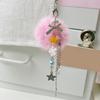 Snowflake Pompoms Phone Cord Handmade Beaded Keychain Cellphone Lanyard for Holiday Parties and Winter Gatherings