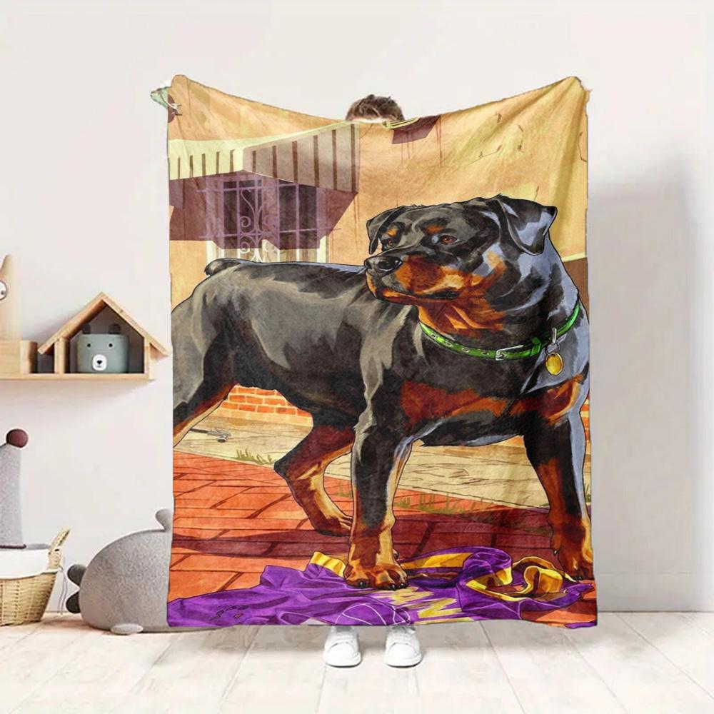 Rottweiler Alert Flannel Blanket Throw Blanket Soft Warm Sofa Bed Camping Home Decor Unique Christmas Gift C9211650