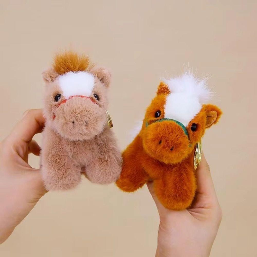 Zodiac Pony Figurine Stuffed Animal Keyring Plush Horse Doll Pendant Birthday Gift
