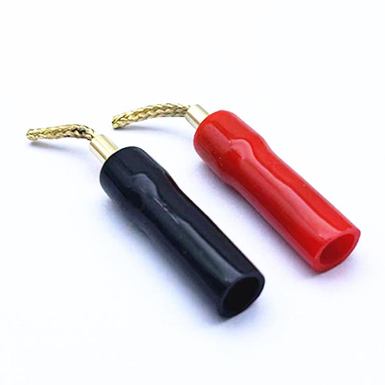 Gold-Plated Braided Copper Wire Speaker Plugs - Solderless Banana Plug Amplifier Clips