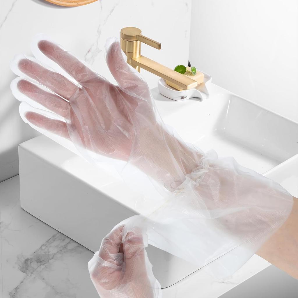 Long Disposable Cleaning Gloves, 21 inch Waterproof Elbow Length Disposable Glove, Lightweight Cleaning Gloves